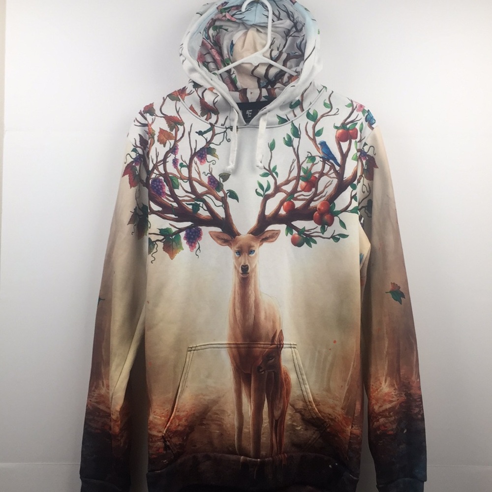 Electro Threads Graphic Deer & Vine Hoodie L